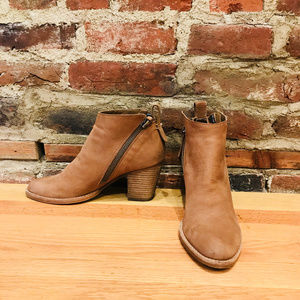 Brown leather booties